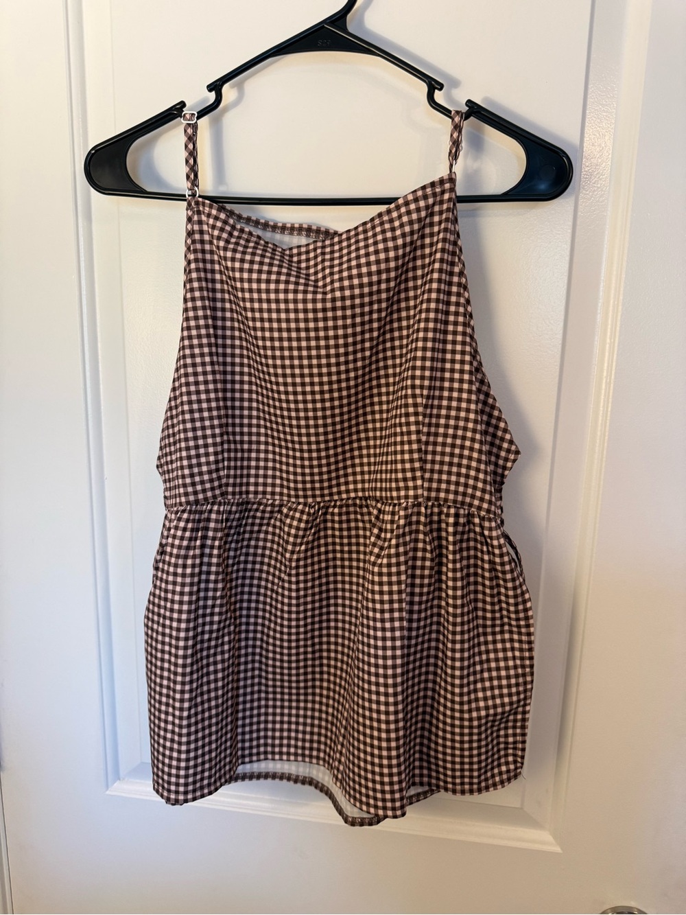 Women's Brown Gingham Peplum Skirt